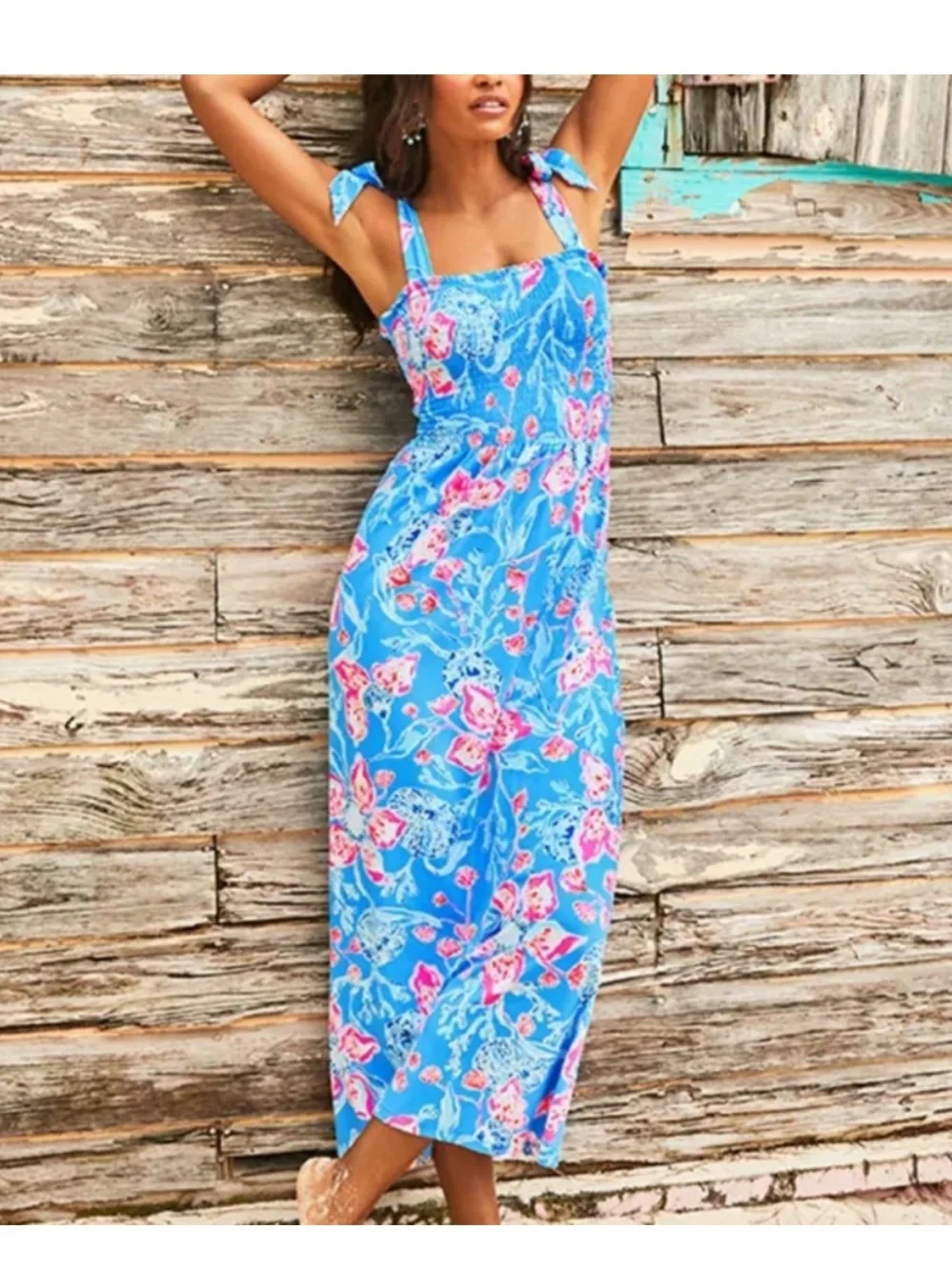 kailua smocked maxi dress Lilly Pulitzer Kailua Smocked Maxi Dress LARGE In A Pinch NWT